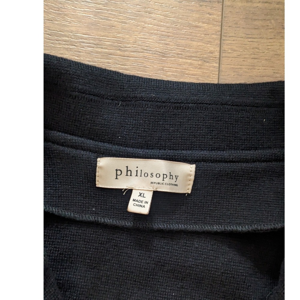 Philosophy Clothing Black Knit Open‎ Front Blazer Jacket XL - Picture 4 of 5